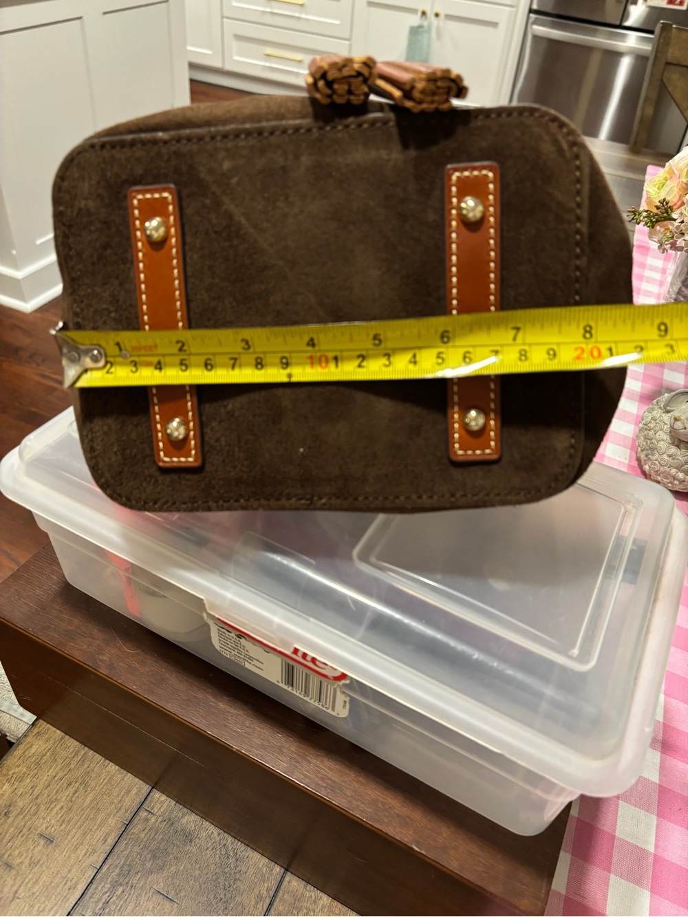 Dooney & Bourke Brown Suede Drawstring Hobo with Leather Trim - Picture 10 of 11